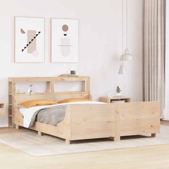 vidaXL Bedframe Massief Grenenhout 160x200 cm Naturel