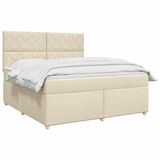 vidaXL Boxspringbed met matras Crèmekleurig 160 x 200 cm Stof
