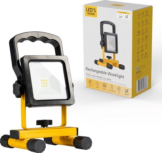 Led's work Draadloze LED Bouwlamp op accu 700 - Zwart/Geel