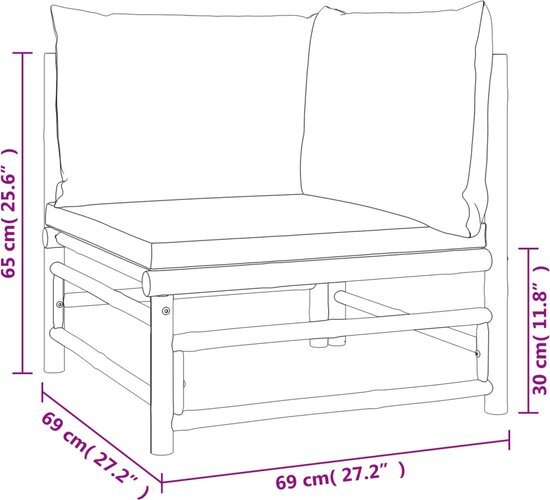 vidaXL 7-delige Loungeset met lichtgrijze kussens bamboe