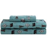 Beatrice Home Fashions Cozy Cabin 3-delige Twin Microfiber Beddengoed Lakenset met diepe zakken, rustiek patchwork geruite hert, wildernis beren