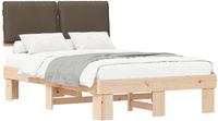 vidaXL Bedframe with Padded Headboard Taupe 120 x 190 cm