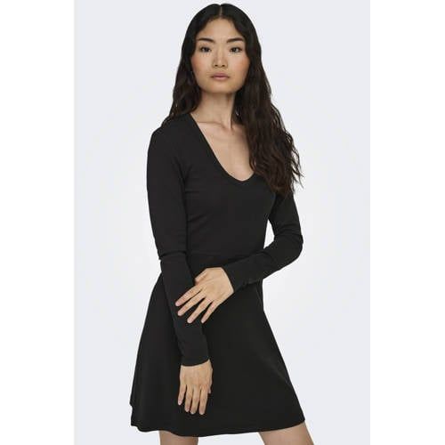 ONLY ONLMILA L/S V-NECK DRESS BOX CS JRS Mini jurk Zwart S