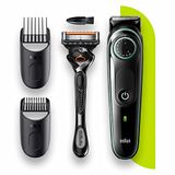 Braun Beard Trimmer 3 BT3341, baardtrimmer voor mannen, gezichtshaar, gezichtshaar, betrouwbare mesjes, 39 lengte-instellingen, zwart/groen