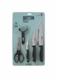 QUTTIN Set van 5 messen, dunschiller en schaar, collectie Nero