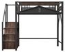StarTech Metaalbedstede - 140 x 200 cm - Veiligheidsomgeving met raam - Veiligheidsladder - Afsluitbaar kastje - Zwart