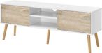 en.casa TV meubel Eskilstuna tv kast 120x29,5x46,5 cm wit en eikenkleurig
