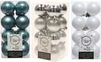 Kaemingk B.V. 48x pièces boules de Noël en plastique mix blanc/argent/bleu glacier 4 cm