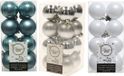Decoris Kaemingk B.V. 48x Stuks kunststof kerstballen mix wit/zilver/ijsblauw 4 cm