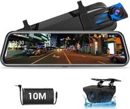 Jansite Rétroviseur de voiture avec caméra de recul - 10 pouces - Dashcam - Full HD - 1080p - Vision nocturne