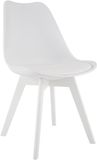 CLP Linares Eetkamerstoel - Design Keukenstoel - Scandinavisch Kuipstoel - Houten Poten Kunststof/wit/wit