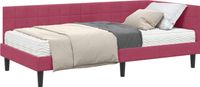 vidaXL Hoekbedframe met Matras - Wijnrood - 90 x 200 cm - Fluweel