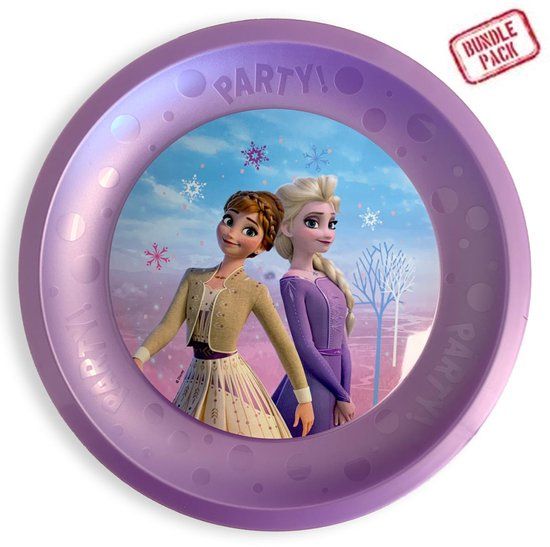 Procos Disney Frozen - Borden set - 4 stuks - 21cm - Kunststof - Paars - Rond