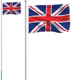 vidaXL Vlag met vlaggenmast Verenigd Koninkrijk 6,08 m aluminium