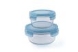 Excelsa 60885 Freshness Glass Set met 2 luchtdichte ronde containers, glas, lichtblauw