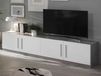 Meuble TV GRENADE 4 portes marbre brillant/blanc brillant