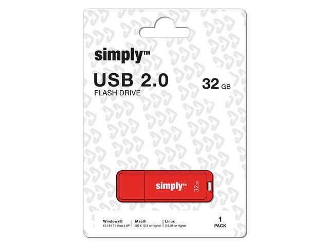 Simply USB-Stick 2.0 32 GB - Rood