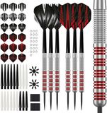 KOTO darts 2 Sets Straight Silver Red Brass Darts + 90 Pieces Accessories - Dartpijlen 18 Gram