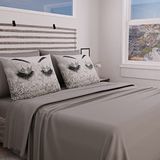 PETTI Artigiani Italiani - Beddengoedset, beddengoed voor tweepersoonsbed, beddengoed met zilveren ogen, beddengoed voor tweepersoonsbed, opdruk alleen op kussenslopen, 100% Made in Italy