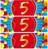 Bellatio Decorations 5 jaar leeftijd sticker - 10x - 19 x 6 cm - verjaardag versiering - feestartikelen