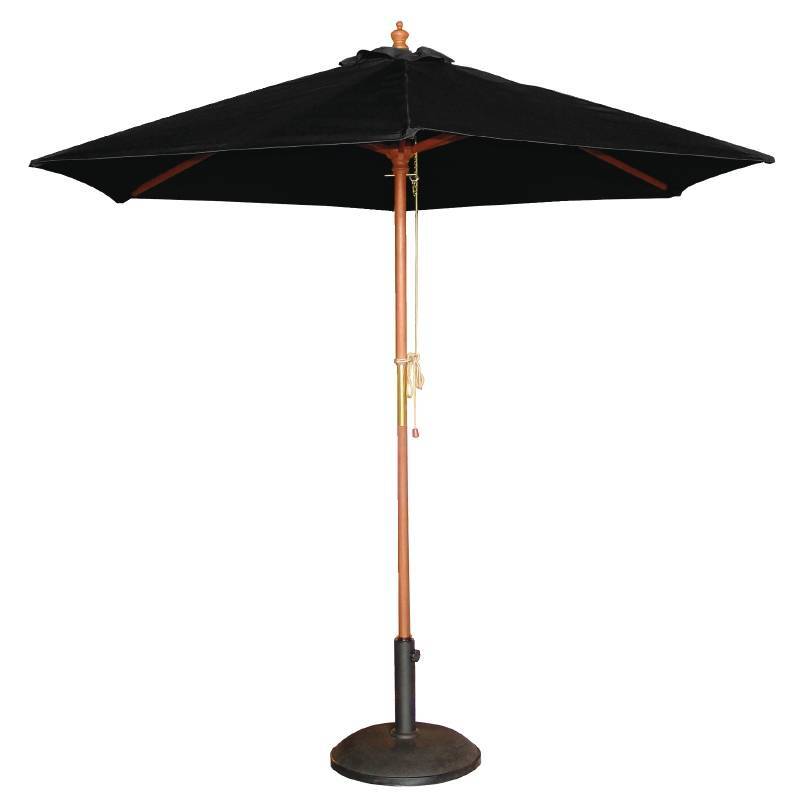 Bolero Parasol Rond met Katrolmechanisme - Kleur Zwart - 3 meter Ø