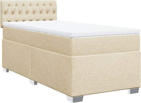 vidaXL Boxspring met matras stof crèmekleurig 90x200 cm