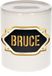 Bellatio Decorations Bruce Spaarpot - Wit - Goud/Zwart Embleem - 8 x 9 cm - Keramiek - Afsluitdop
