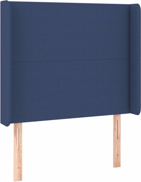 VidaXL Hoofdbord met randen 93x16x118/128 cm stof blauw