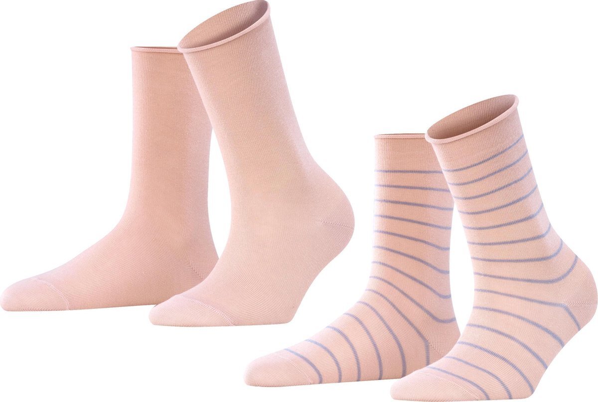 Falke Happy Stripe Doublepack Dames Sokken - Blossom - Maat 35-38