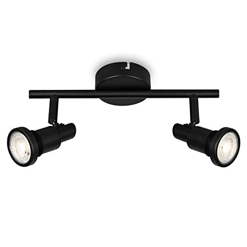 Briloner - LED plafondlamp badkamer, verstelbaar, LED plafondlamp badkamer, IP44, warm witte lichtkleur, GU10, zwart, 275x80x123 (LxBxH)