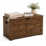Merkloos Relaxdays opbergbank met deksel, HxBxD: 46 x 100 x 40 cm, vintagebruin