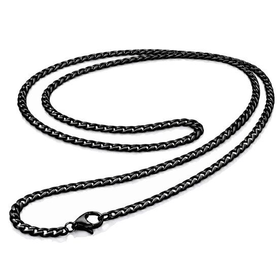 LGT JWLS LGT Jewels Cubaanse koord ketting Zwart Gourmet Schakel 3mm-60cm