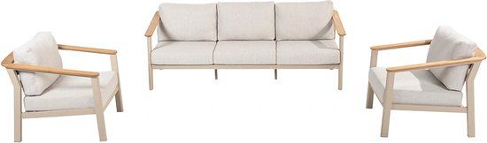 4 Seasons Outdoor Olivia Loungeset - 3-zitsbank en 2 Loungestoelen - GrijsBeige