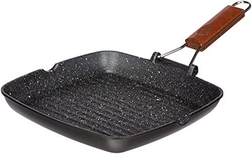 Risoli Graniet Grillpan met houten handvat - 26 x 26 cm