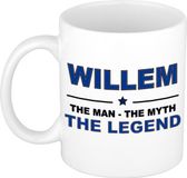 Bellatio Decorations Naam cadeau Willem - The man, The myth the legend koffie mok / beker 300 ml - Donkerblauw Keramiek
