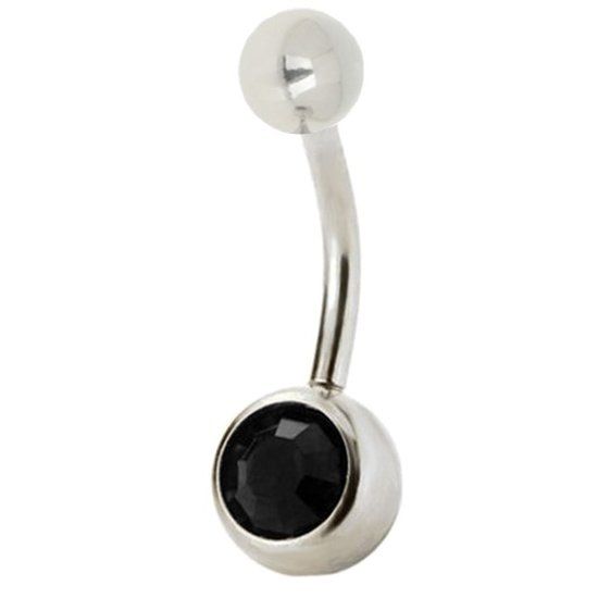 Fako Bijoux® - Navelpiercing - Classic - Kristal - Zwart