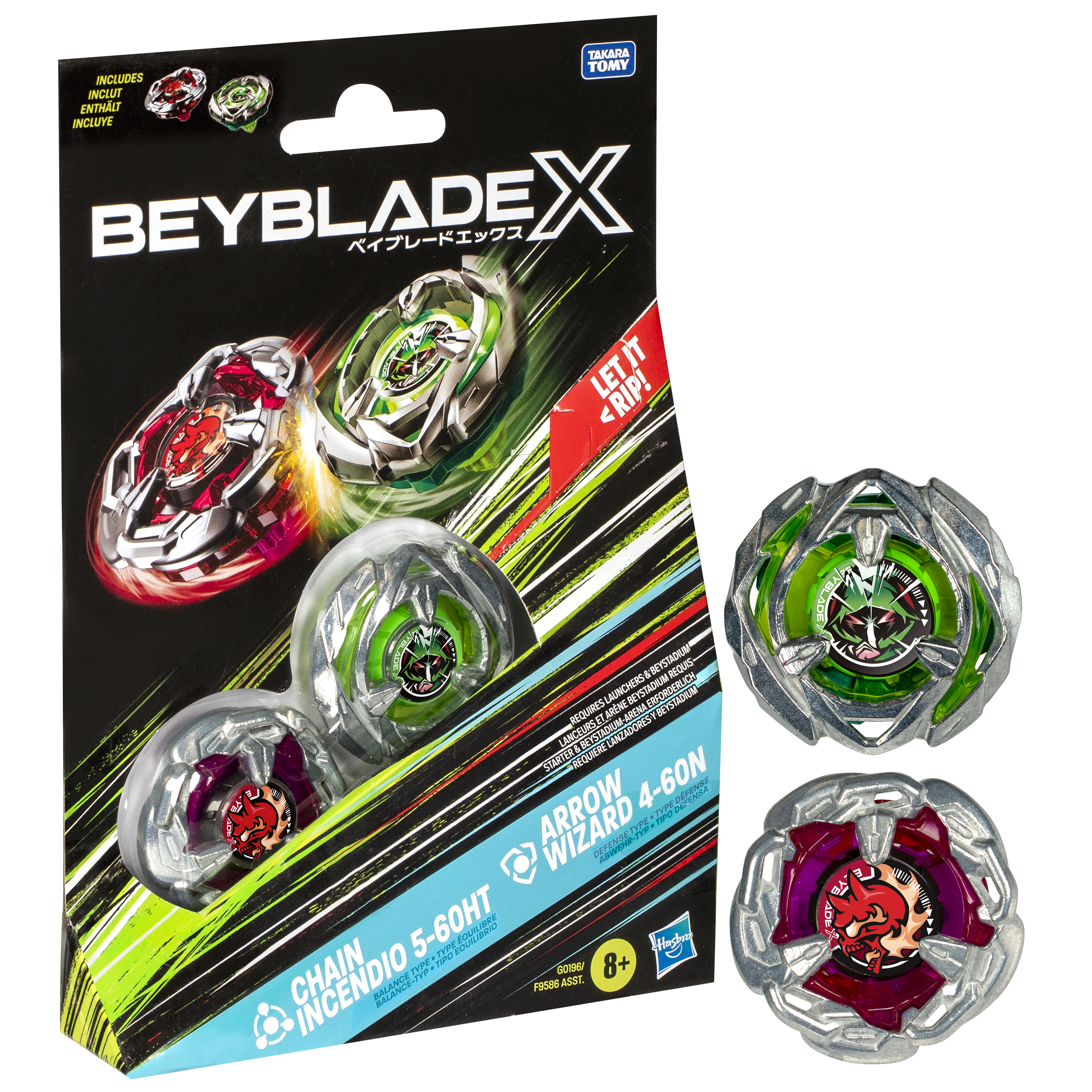 Beyblade X Chain Incendio 5-60HT en Arrow Wizard 4-60N Top Dual Pack