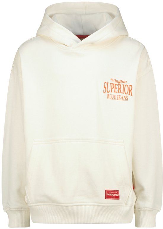 Vingino Noka Jongens Sweater Katoen Capuchon Lange Mouw Cloud White Maat 140