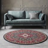 Tapeso Klassiek vloerkleed rond Medaillion - zwart/rood 160 cm rond
