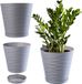 KADAX Bloempot met onderzetter, Grijs, Kunststof, Rond, 17 cm