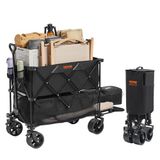 VEVOR Opvouwbare dubbeldekker, 400 l inklapbare terreinwielen, zware vouwwagen wagen 220 lbs gewichtscapaciteit voor kamperen, winkelen, tuin, 132 cm extra lange verlenger, zwart, klein