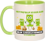 Bellatio Decorations Cadeau koffie/thee mok voor papa - groen - zakgeld - Vaderdag