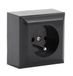 Electraline 60486 Frans stopcontact (2P+T) 16 A, zwart, wandstopcontact met aarde, klaar voor installatie