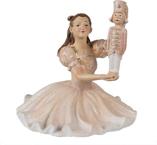 Clayre & Eef Beeld Ballerina 13 cm Roze Polyresin Kerstdecoratie