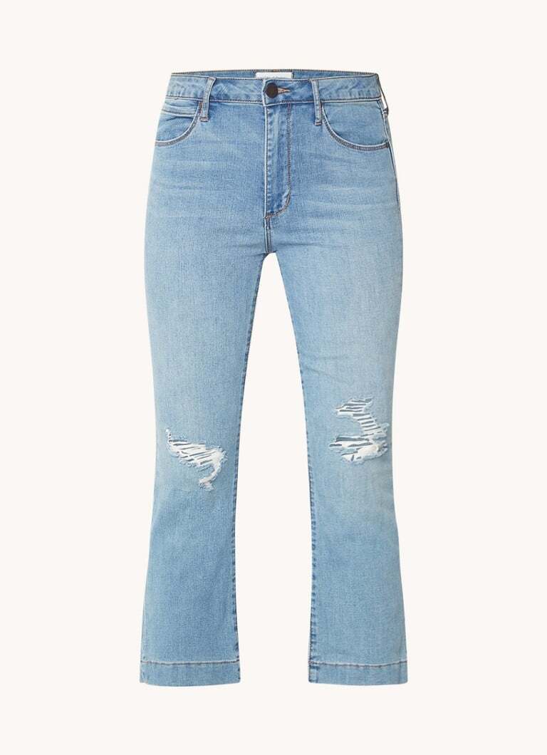 Articles of Society Articles of Society London high waist flared cropped jeans met lichte wassing en ripped details