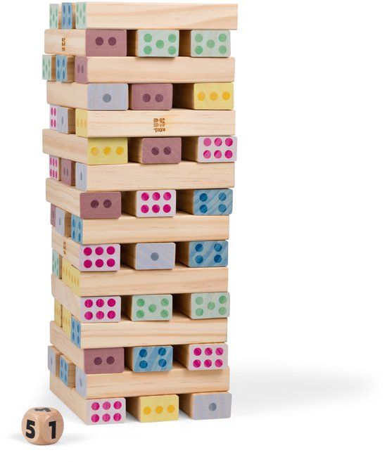 BS Toys Giant Number Tower GA520 – Houten Stapeltoren met Dobbelsteen