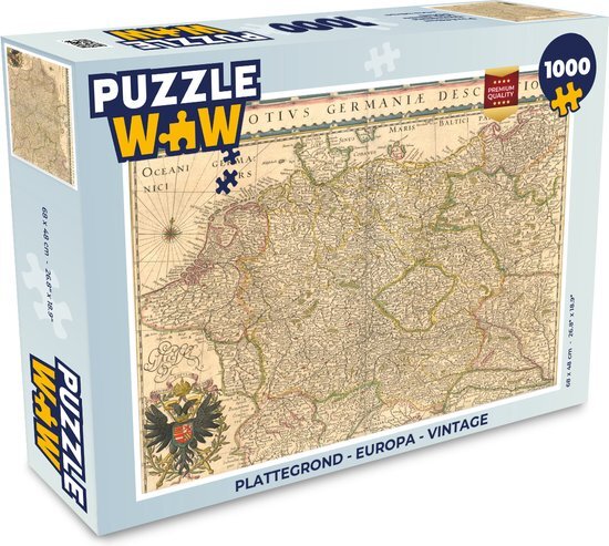 MuchoWow Puzzel Plattegrond - Europa - Vintage - Legpuzzel - Puzzel 1000 stukjes volwassenen - Stadskaart