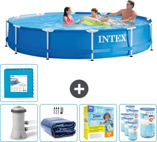 Intex Rond Frame Zwembad - 366 x 76 cm - Blauw - Compleet Pakket