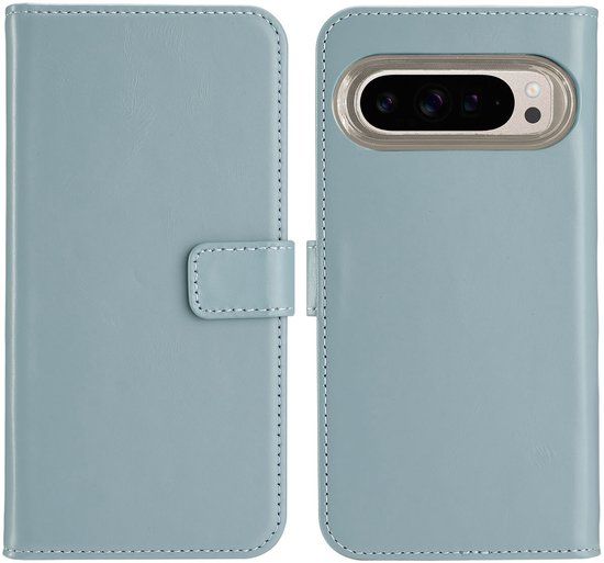 Selencia Echt Lederen Bookcase - Geschikt voor Google Pixel 9 / Google Pixel 9 Pro - Air Blue
