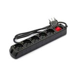 Meervoudige contactdoos 5-weg Schuko + 10/16A met schakelaar 1m kabel en stekker 16A